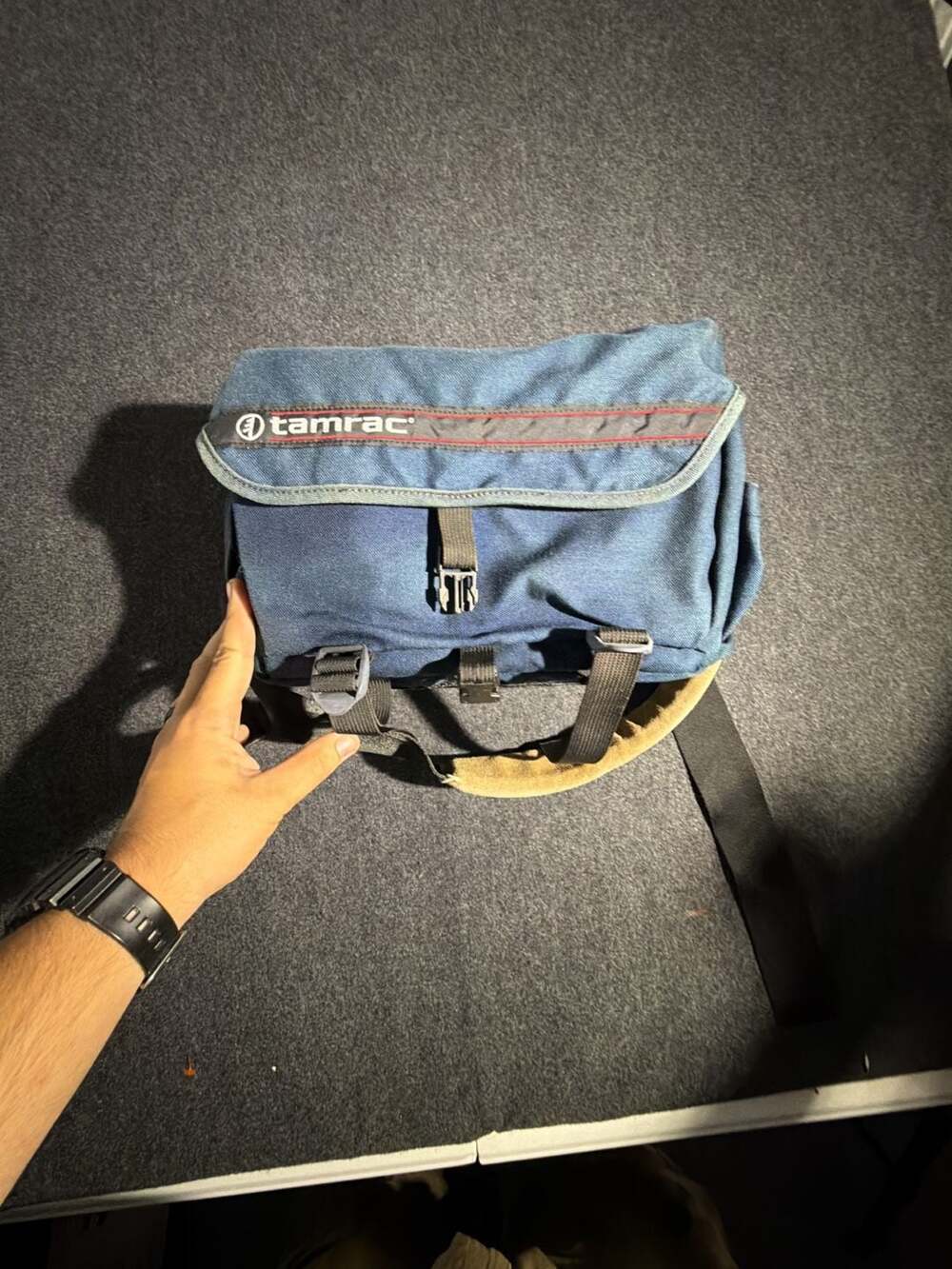 Vintage Tamrac Model 606 Lens-Bridge System Navy Blue Shoulder Camera Bag